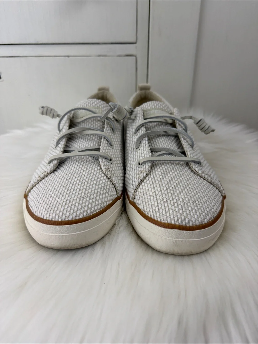 Sperry Cream Woven texture Memory Foam Slip-On Sneakers 10